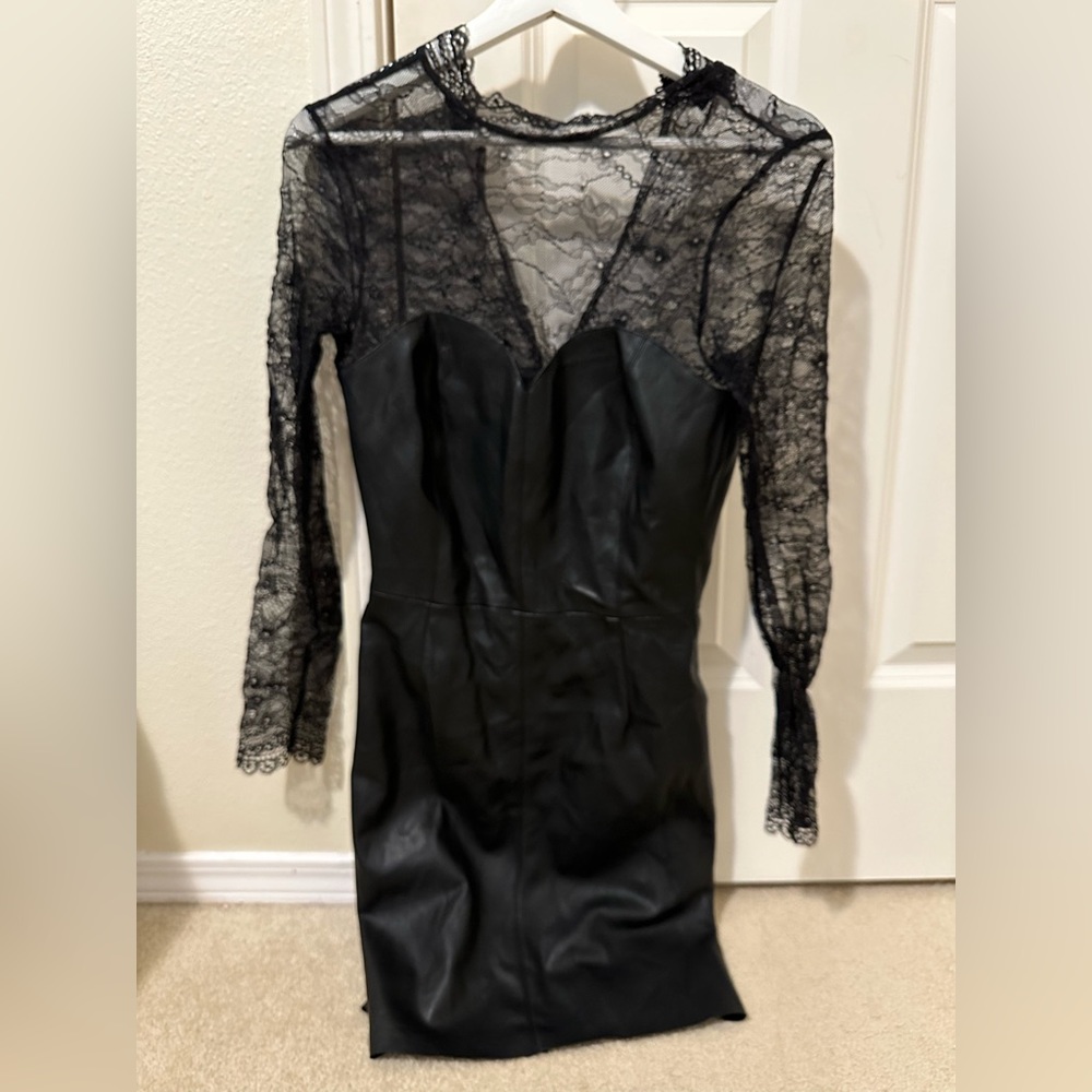 Zara leather dress with lace, NWOT